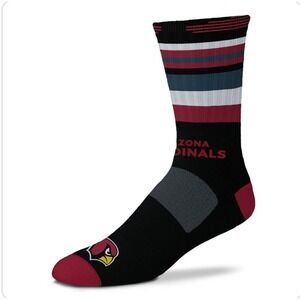 Arizona Cardinals For Bare Feet NFL Men's Striped Crew Socks SZ Large 10-13